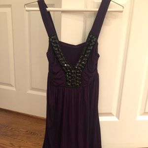 Chico Purple V-neck Black Beaded Dress